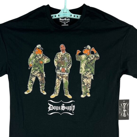 NWT Dogg Supply by Snoop Dogg Mens Black Short Sleeve Camo Design T-shirt Size M - Picture 3 of 7
